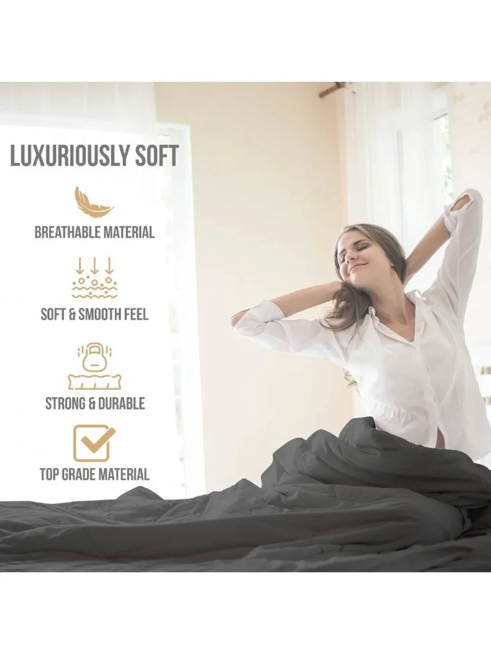 Luxury King Size Sheet Set - 4pcs Gray Cooling Soft Microfiber with Deep Pockets